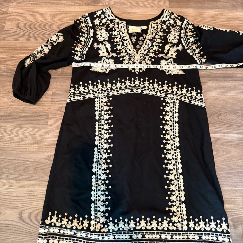 Anthropologie Maeve Embroidered Shiloh Tunic Dress Pockets Women’s s size 6 Boho - Picture 4 of 8